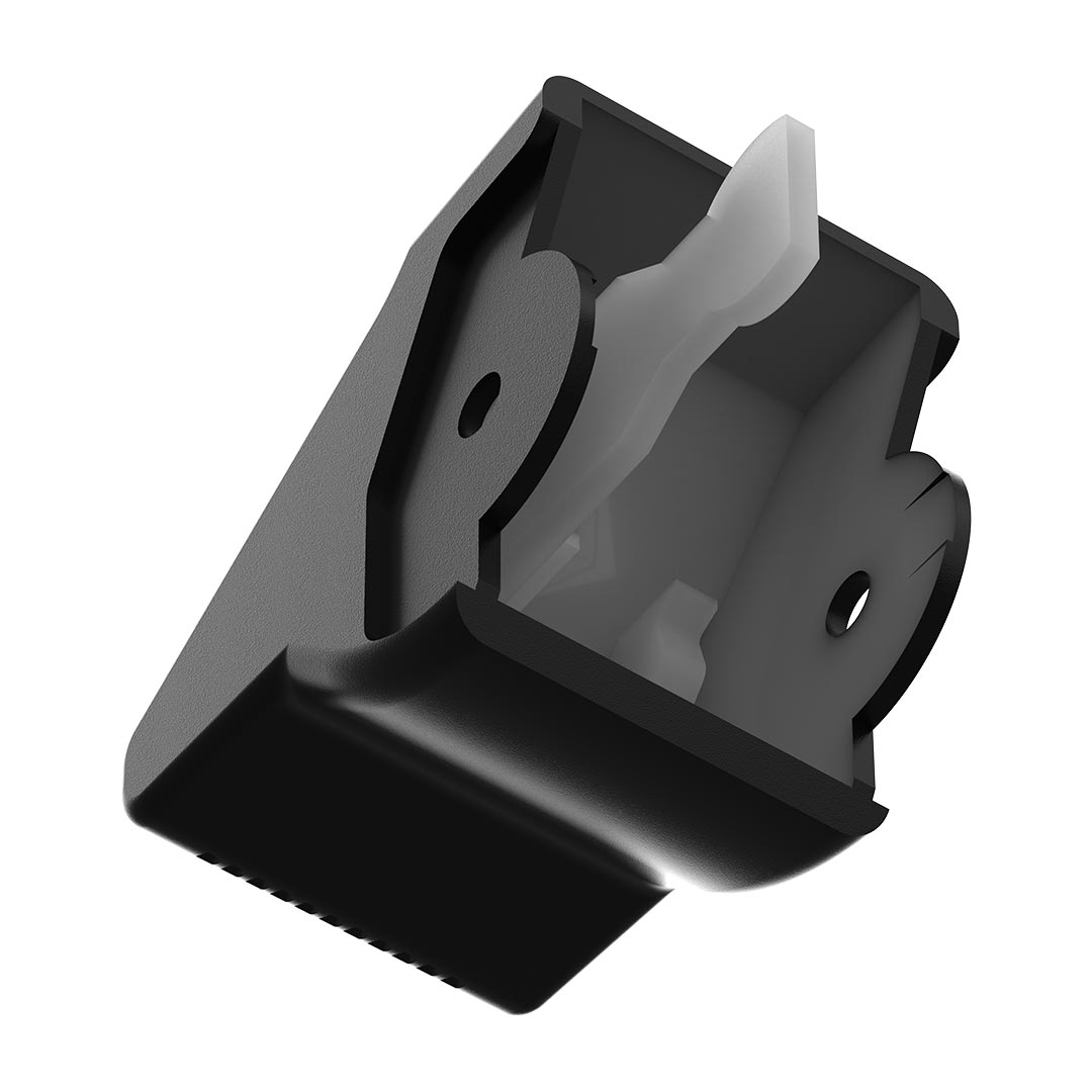 Dexon overhead auxiliary switch cap underside showing OE clip fitment