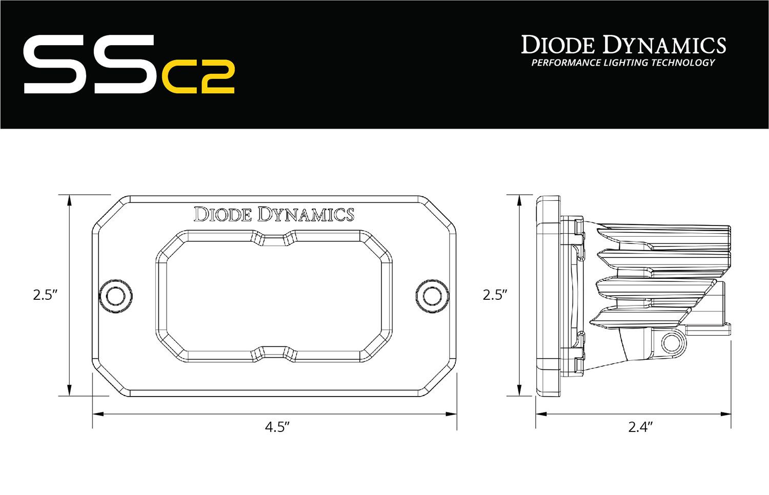 SSC2 2" Pod  - Pro - Flush Mount - Yellow